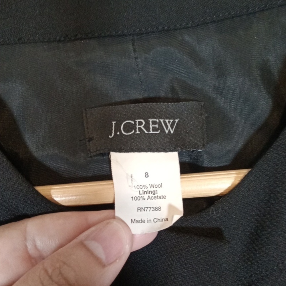 J Crew Wool Long Sleeve Womens Black Blazer Office Business Old Money Size 8 - Picture 2 of 7